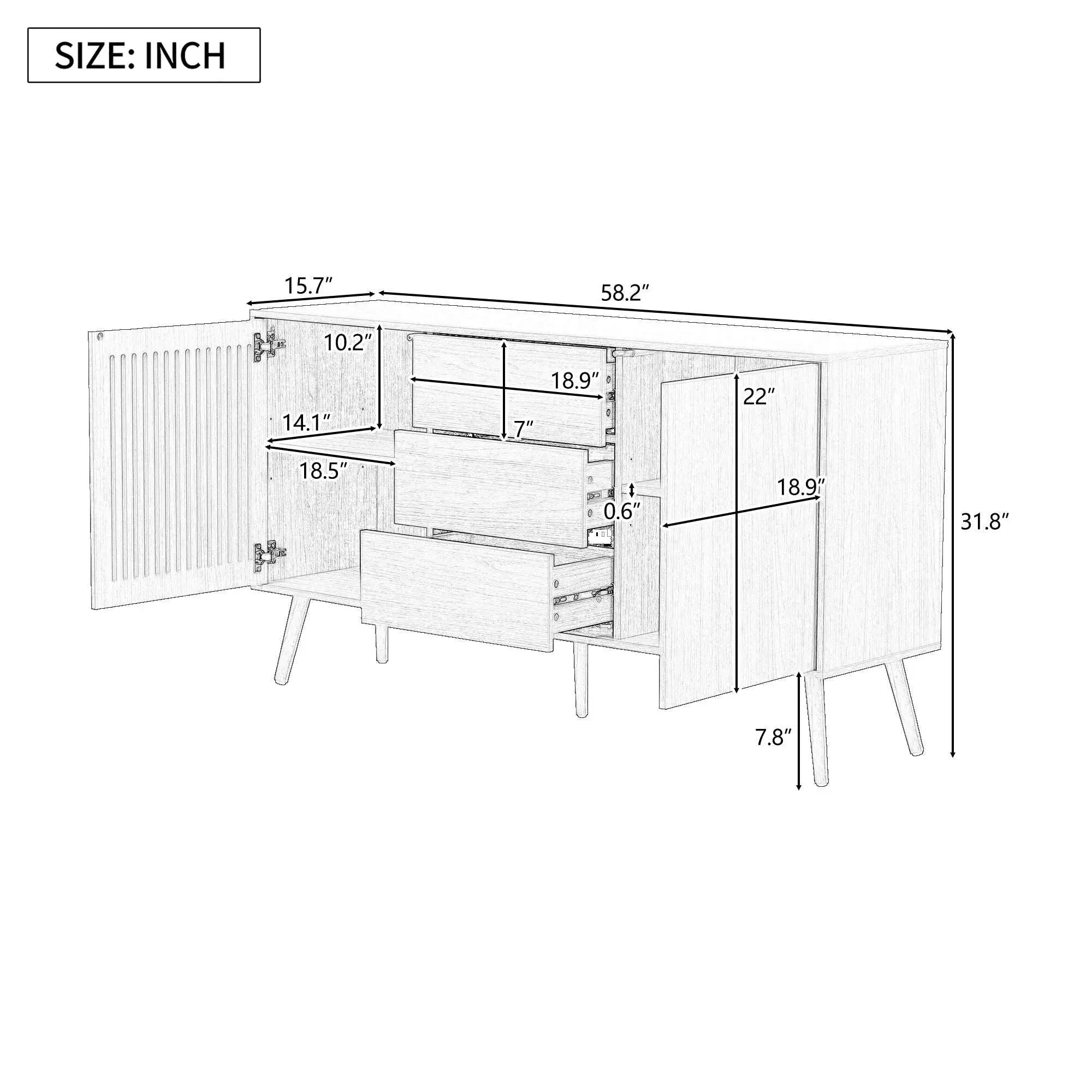 Bellemave® Modern Cabinet with 2 Doors and 3 Drawers