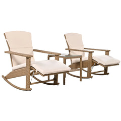 Bellemave® Adjustable Outdoor Wicker Double Rocking Chair with Coffee Table, Suitable for Backyard, Garden, Poolside Bellemave®