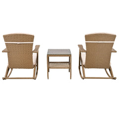 Bellemave® Adjustable Outdoor Wicker Double Rocking Chair with Coffee Table, Suitable for Backyard, Garden, Poolside Bellemave®