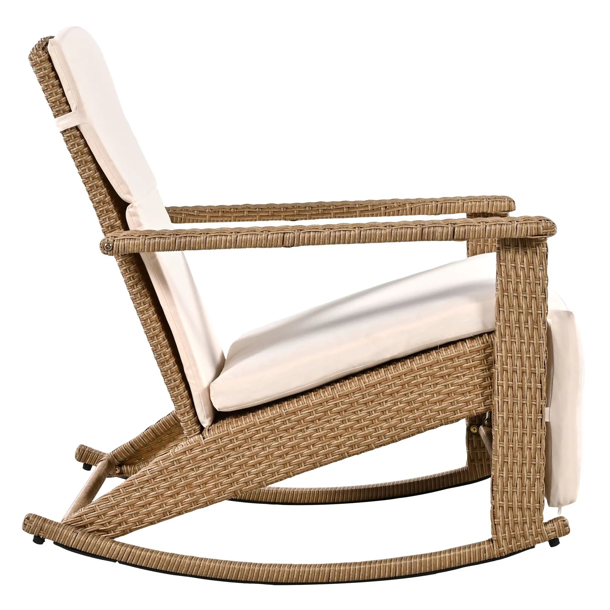 Bellemave® Adjustable Outdoor Wicker Double Rocking Chair with Coffee Table, Suitable for Backyard, Garden, Poolside Bellemave®