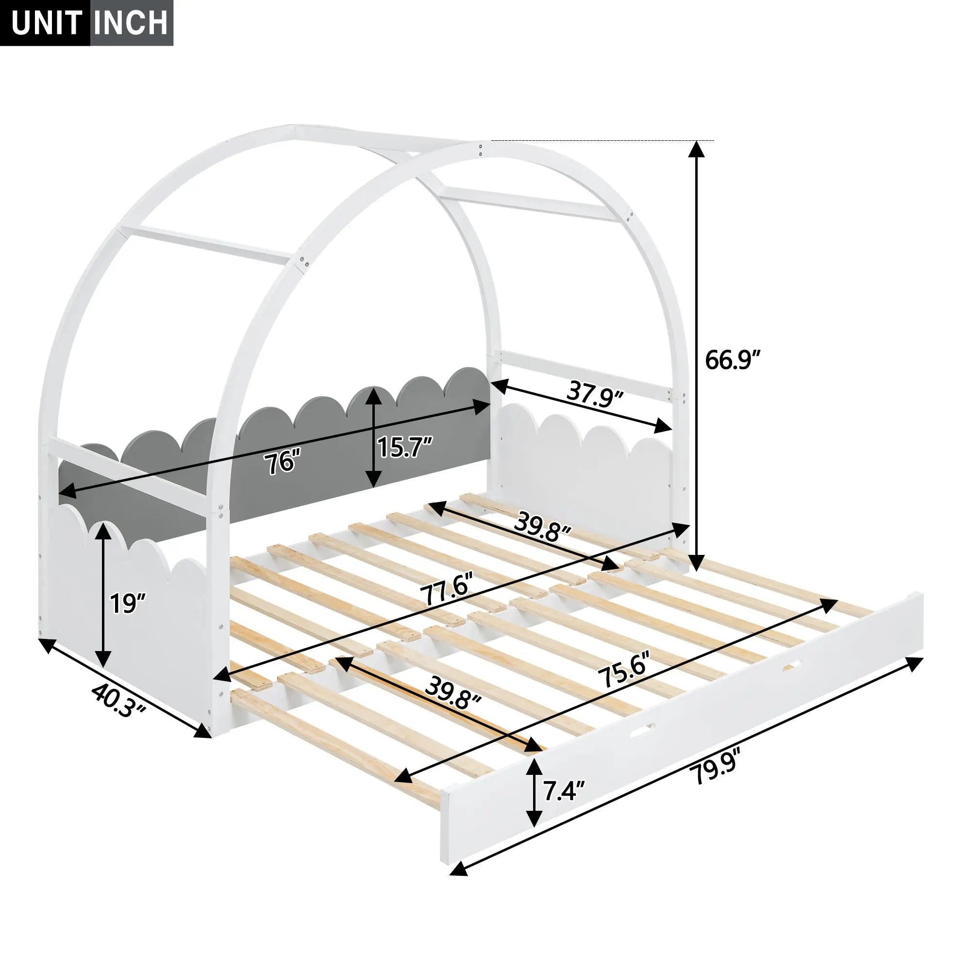 Bellemave® Twin Size Stretchable Vaulted Roof Bed Bellemave