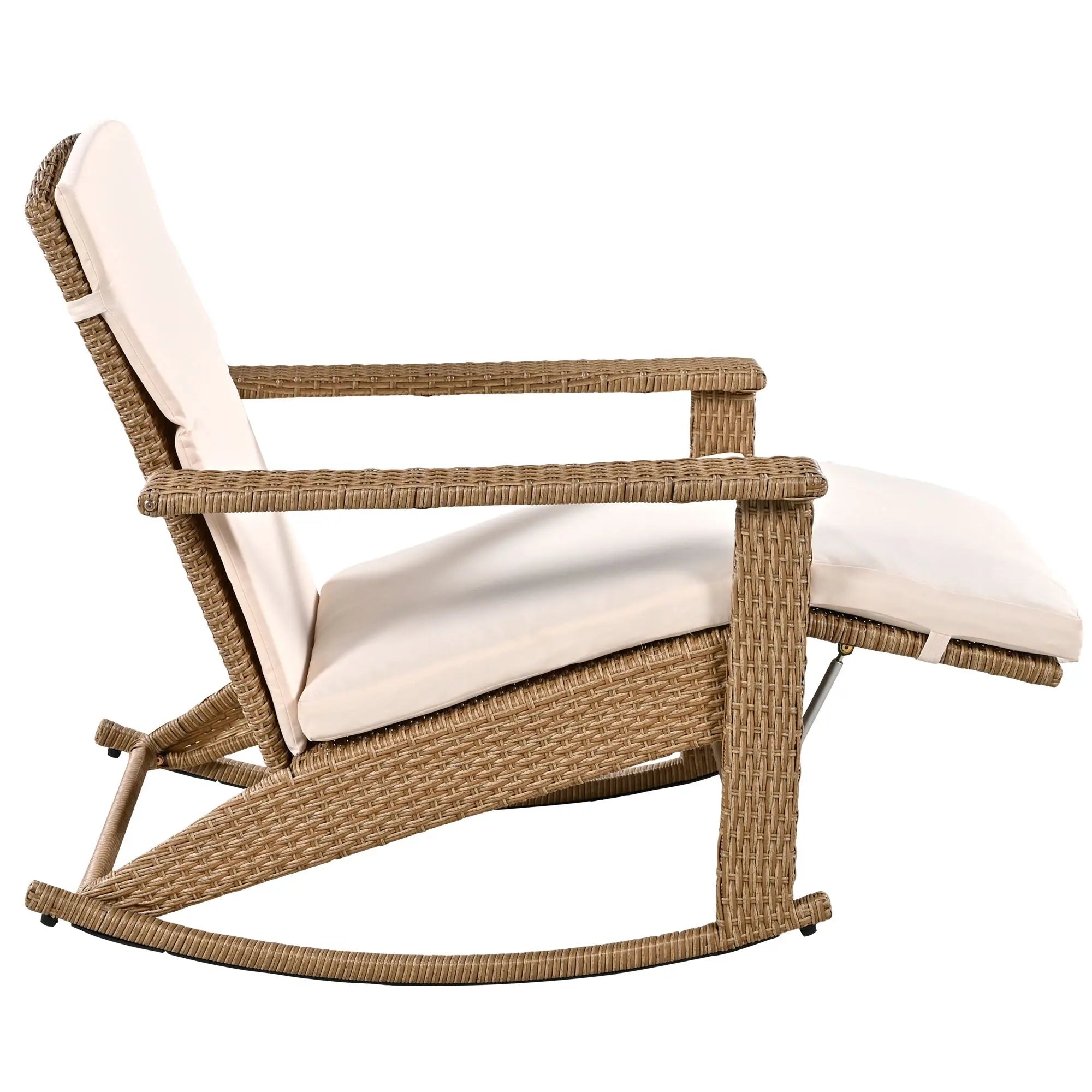 Bellemave® Adjustable Outdoor Wicker Double Rocking Chair with Coffee Table, Suitable for Backyard, Garden, Poolside Bellemave®