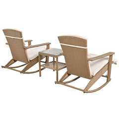 Bellemave® Adjustable Outdoor Wicker Double Rocking Chair with Coffee Table, Suitable for Backyard, Garden, Poolside Bellemave®