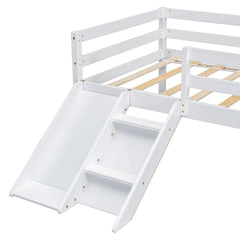 Bellemave® Twin Size Low Loft Bed with Slide, Ladder, Safety Guardrails Bellemave®