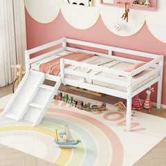 Bellemave® Twin Size Low Loft Bed with Slide, Ladder, Safety Guardrails Bellemave®