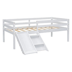 Bellemave® Twin Size Low Loft Bed with Slide, Ladder, Safety Guardrails