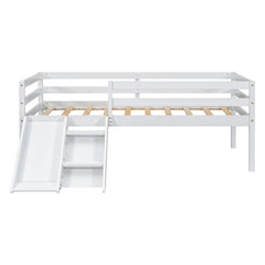 Bellemave® Twin Size Low Loft Bed with Slide, Ladder, Safety Guardrails Bellemave®