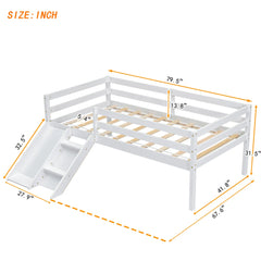 Bellemave® Twin Size Low Loft Bed with Slide, Ladder, Safety Guardrails Bellemave®