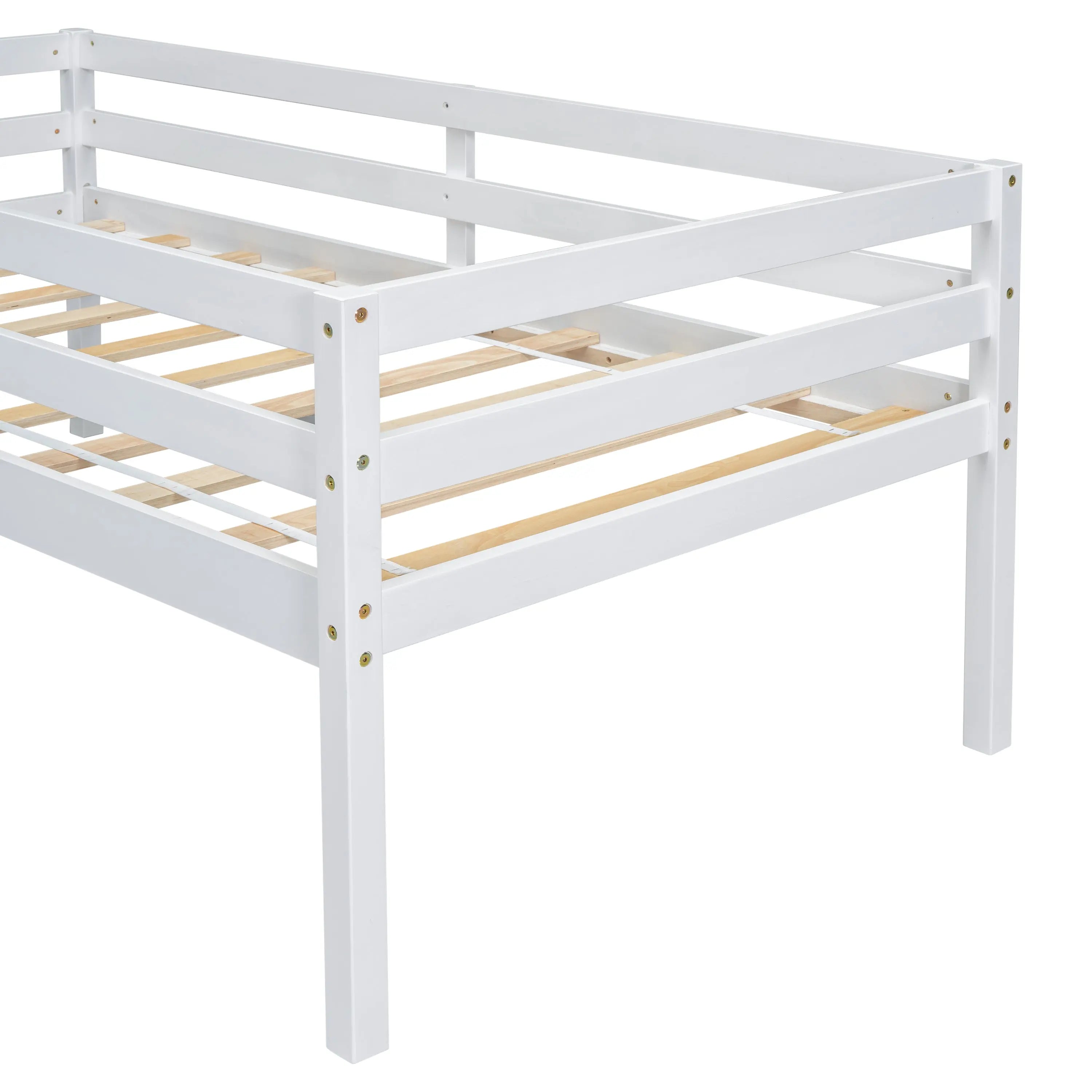 Bellemave® Twin Size Low Loft Bed with Slide, Ladder, Safety Guardrails Bellemave®