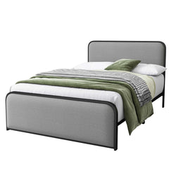 Bellemave Modern Metal Bed Frame with Curved Upholstered Headboard and Footboard Bed with Under Bed Storage, Heavy Duty Metal Slats