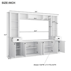 Bellemave® Minimalist Entertainment Wall Unit Set with Bridge, Adjustable Shelves