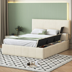 Bellemave® Velvet Upholstered Platform Bed with Lateral Storage Compartments and Thick Fabric Bellemave®