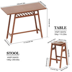 Bellemave® 3-Piece Pub Dining Set with Shelf and Hooks Bellemave®