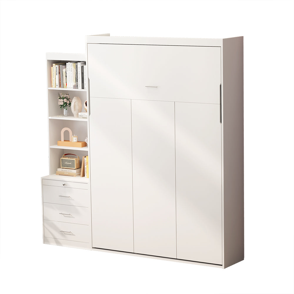 Bellemave® Full Size Vertical Murphy Bed with Shelf and Drawers,with New Style Gas Struts Bellemave®