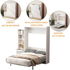 Bellemave® Full Size Vertical Murphy Bed with Shelf and Drawers,with New Style Gas Struts Bellemave®