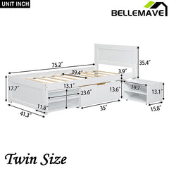 Bellemave® Platform Bed With Drawer And Two Shelves