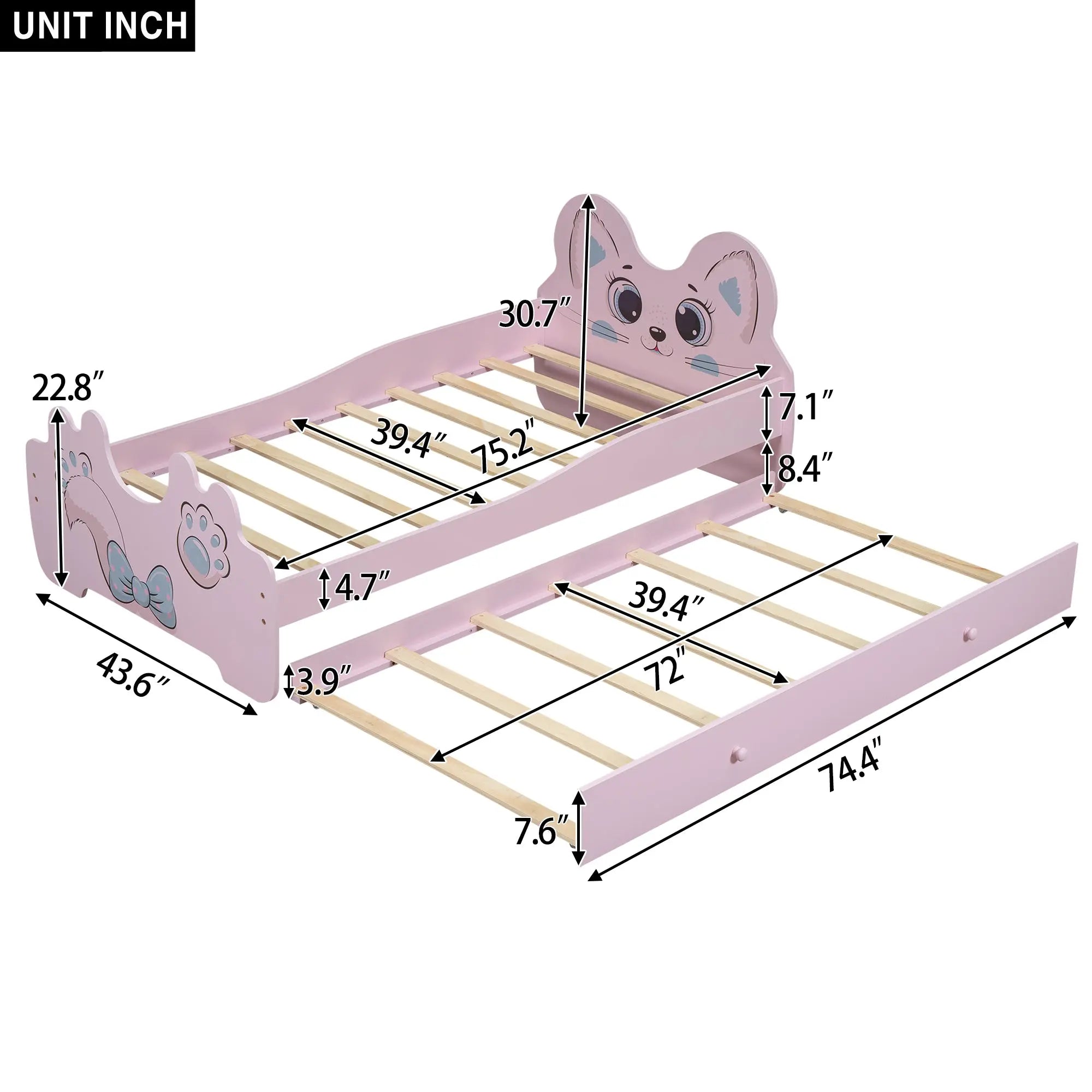 Bellemave® Twin Size Cartoon Platform Bed with Trundle Bellemave®