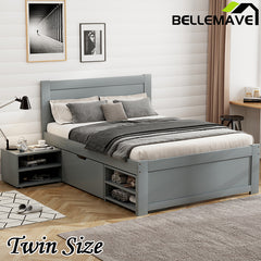 Bellemave® Platform Bed With Drawer And Two Shelves