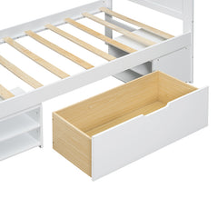 Bellemave® Platform Bed With Drawer And Two Shelves