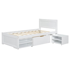 Bellemave® Platform Bed With Drawer And Two Shelves