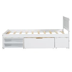 Bellemave® Platform Bed With Drawer And Two Shelves