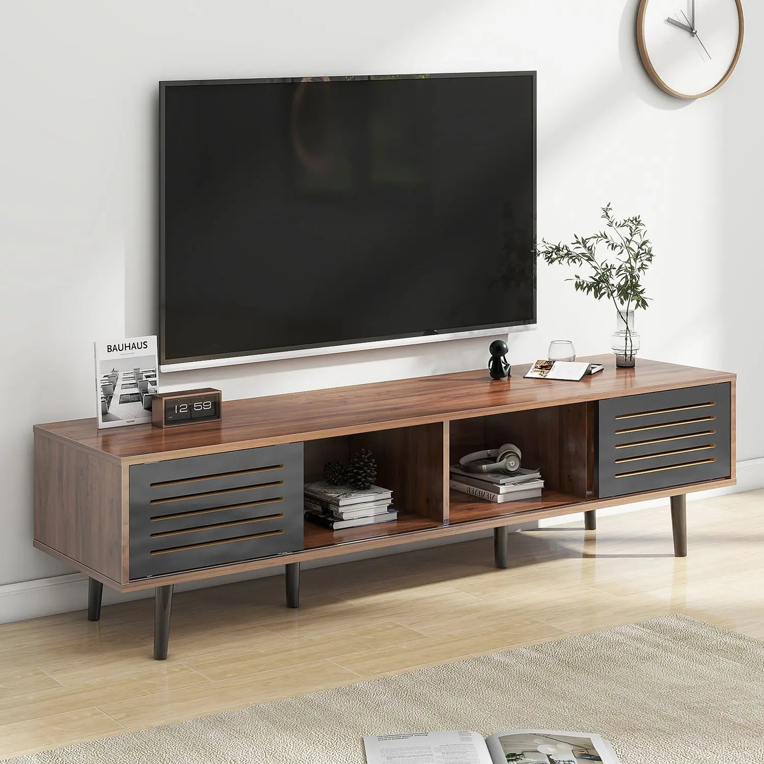 Bellemave® Mid Century Modern TV Stand with Sliding Doors Bellemave®