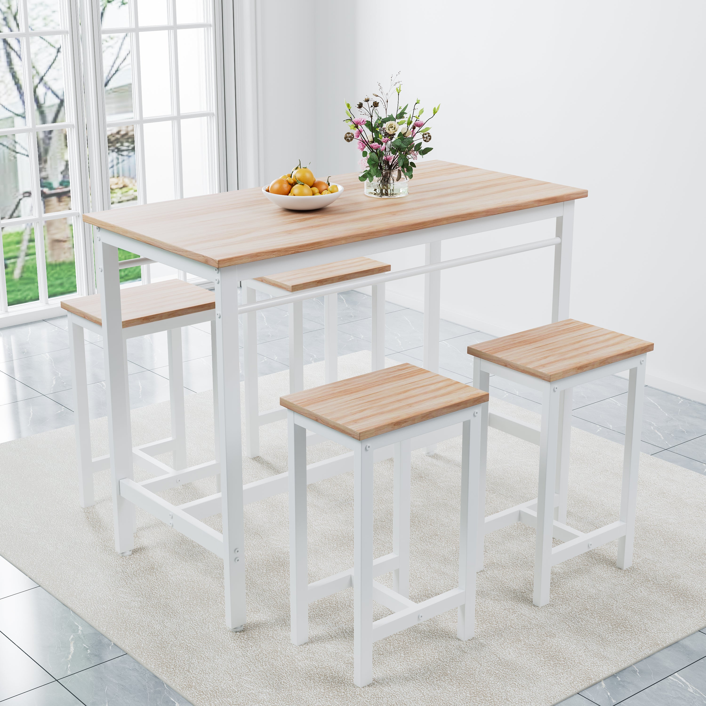 Bellemave® 5-Piece Modern Kitchen Table with Four Bar Stools Set Bellemave®