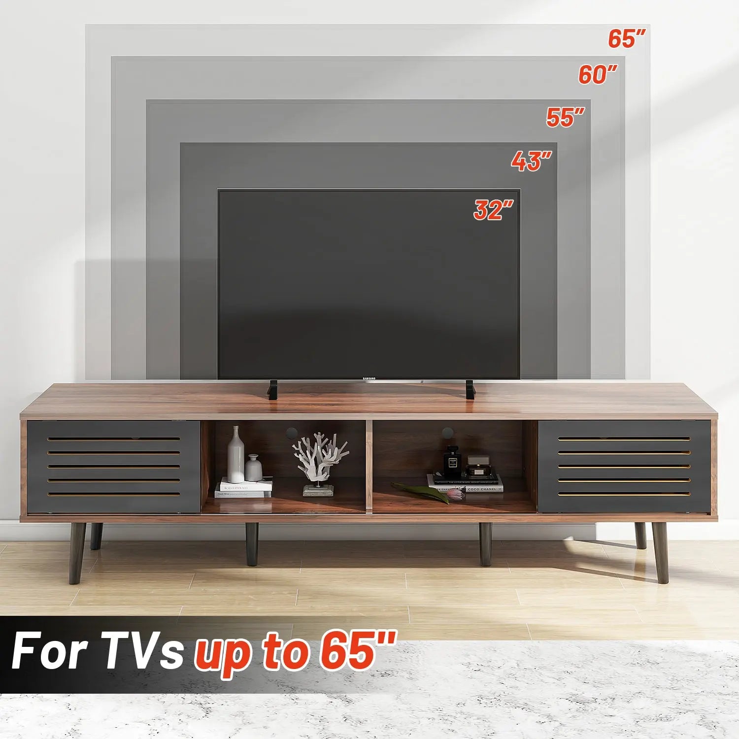 Bellemave® Mid Century Modern TV Stand with Sliding Doors Bellemave®