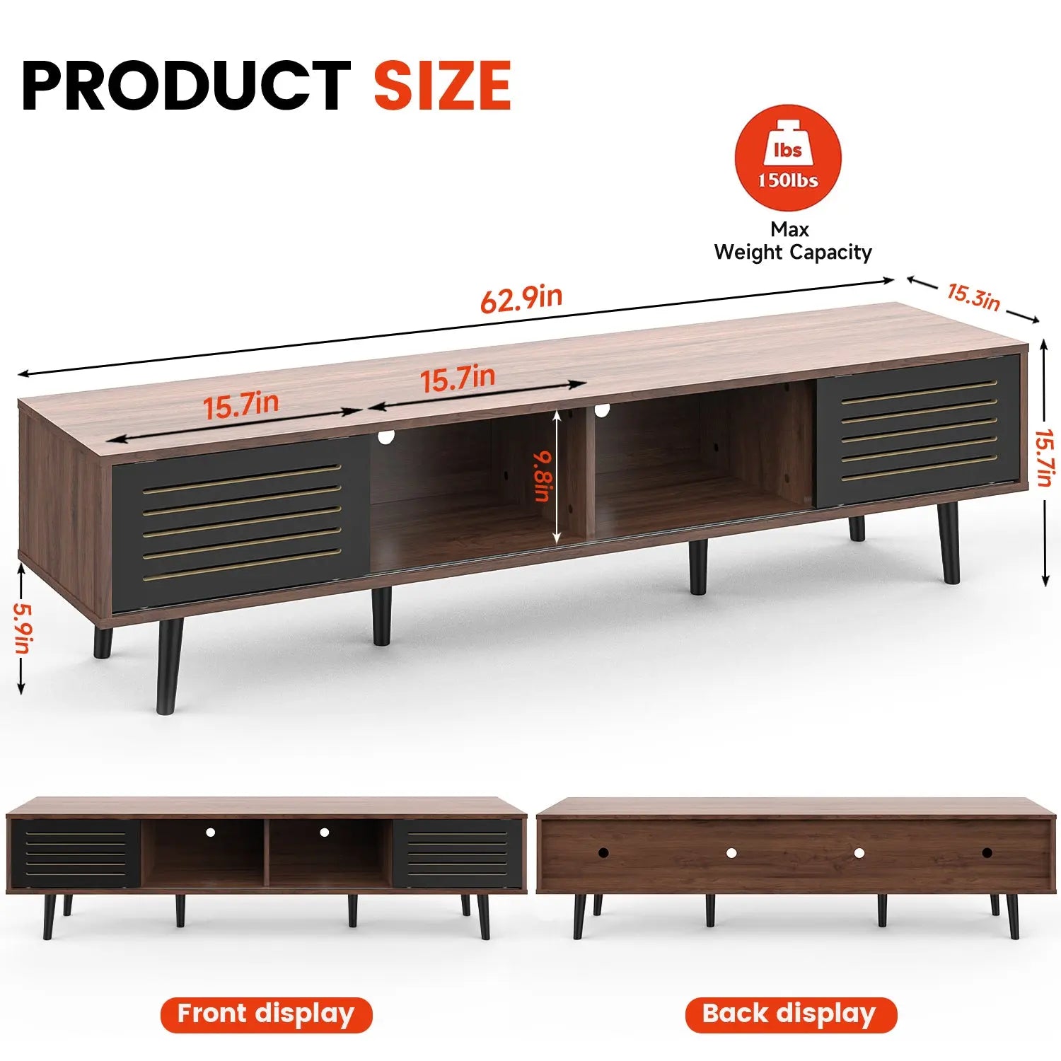 Bellemave® Mid Century Modern TV Stand with Sliding Doors Bellemave®