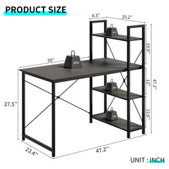 Bellemave® Computer Desk with Reversible Storage Shelves and LED Lights Bellemave®