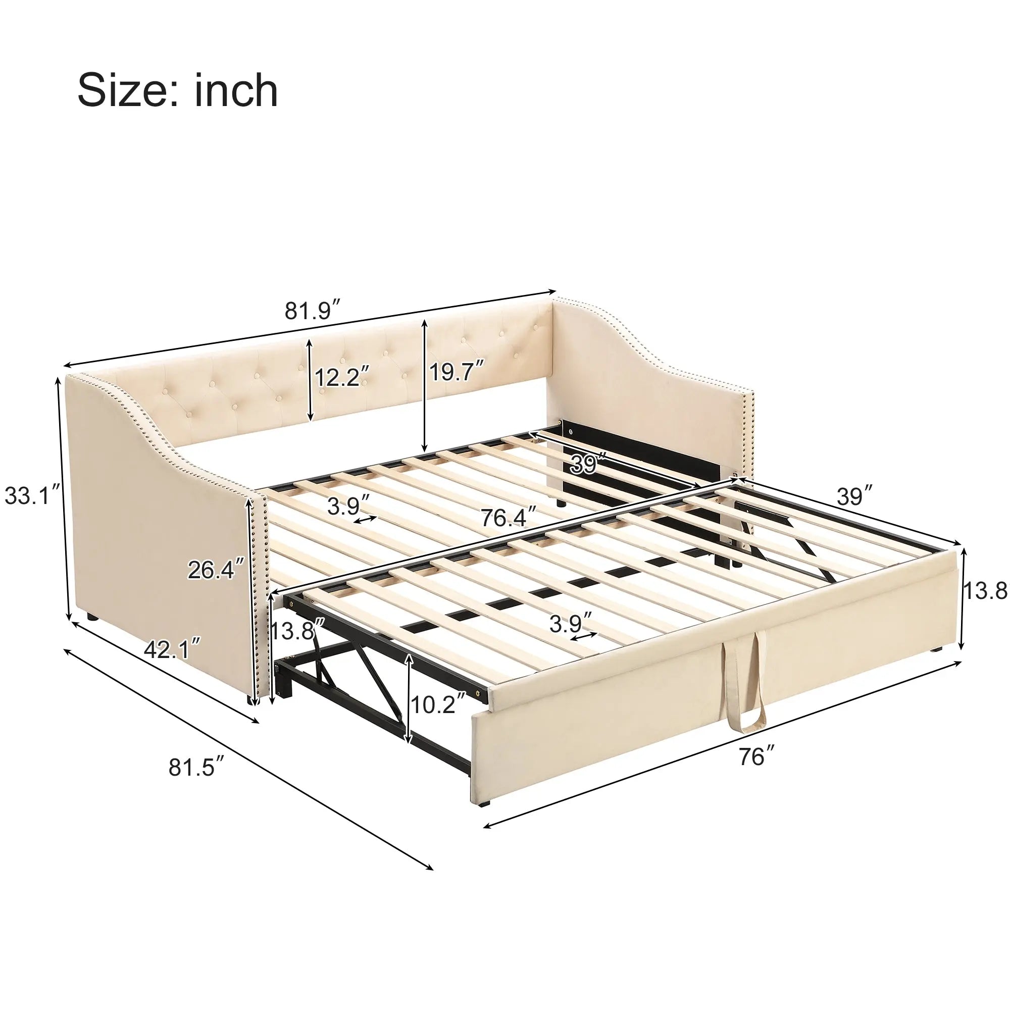 Bellemave® Twin Size Upholstered Daybed with Pop Up Trundle Bellemave®