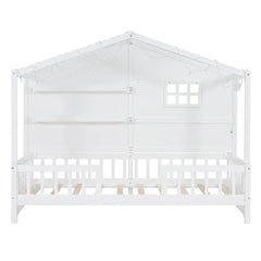 Bellemave® Twin Size House Bed with Shelves,Window and Sparkling Light Strip on the Roof Bellemave®