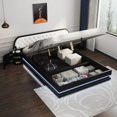 Bellemave® Queen Size Storage Upholstered Tufted Hydraulic Platform Bed with 2 Nightstands and USB Bellemave®