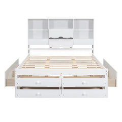 Bellemave® Platform Bed with Storage Headboard and 8 Drawers