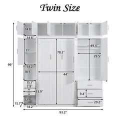 Bellemave® Murphy Bed with Lockers and Wardrobes