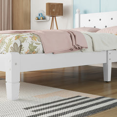 Bellemave® Twin Size Platform Bed with Button-Decoration Headboard