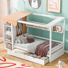 Bellemave® House Bed with Two Drawers and Wardrobe