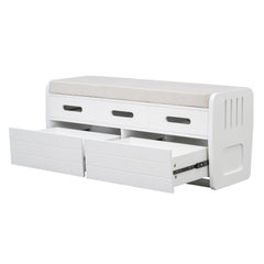 Bellemave® Storage Bench with 2 Drawers, Hidden Storage Space, and 3 False Drawers at the Top