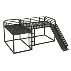 Bellemave® Full and Twin Size L-Shaped Bunk Bed with Slide and Short Ladder