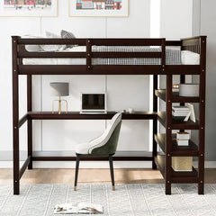 Bellemave® Loft Bed with Storage Shelves and Under-Bed Desk Bellemave®