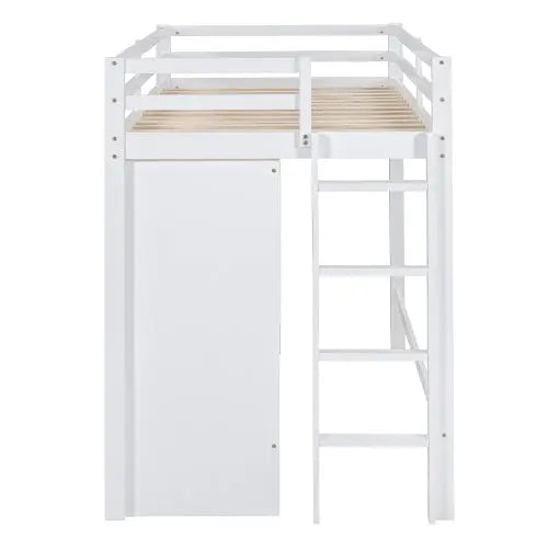 Bellemave® Twin Size Loft Bed with Drawer, Two Wardrobes and Mirror Bellemave®