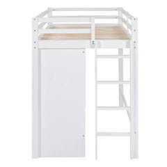 Bellemave® Twin Size Loft Bed with Drawer, Two Wardrobes and Mirror Bellemave®