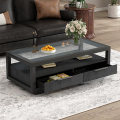 Bellemave® Modern Wood Coffee Table with 2 Drawers