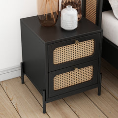 Bellemave® Modern Cannage Rattan 2-Drawer Nightstand