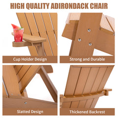 Bellemave® Adirondack Chair with Cup Holder All-Weather and Fade-Resistant Plastic Wood