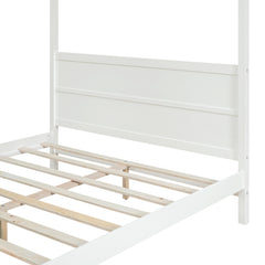 Bellemave® Queen Size Canopy Platform Bed with Headboard and Footboard,Slat Support Leg