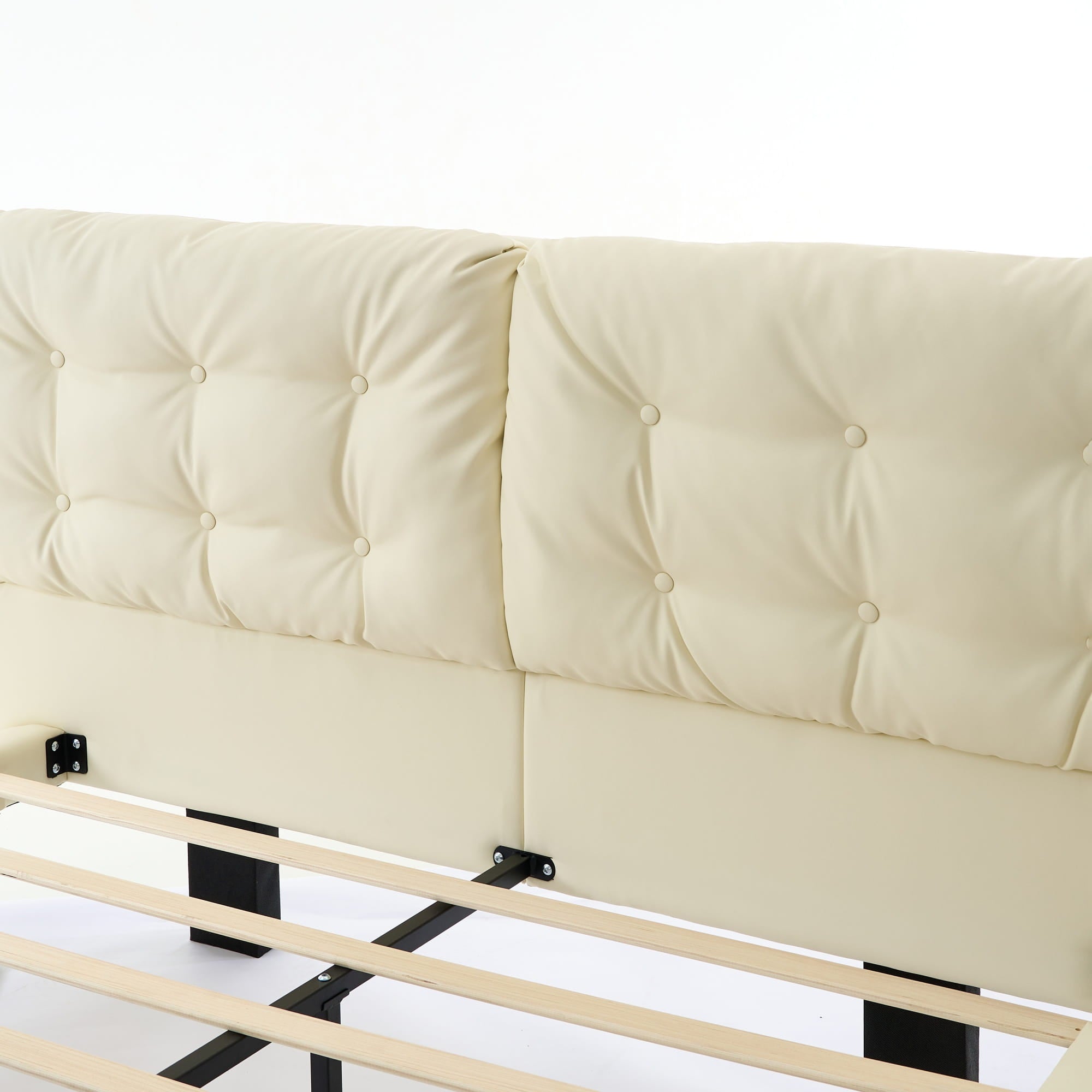 Bellemave® Upholstered Floating Bed with LED Light, Queen Size Wood Platform Bed Frame with Headboard Bellemave®