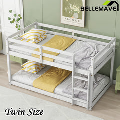 Bellemave® Twin Size Solid Rubber Wooden Loft Bed with Ladder