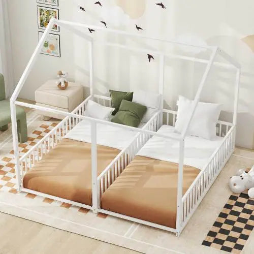 Bellemave® Twin Size Floor House Beds with Two Shared Bed Bellemave®