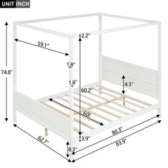 Bellemave® Queen Size Canopy Platform Bed with Headboard and Footboard,Slat Support Leg